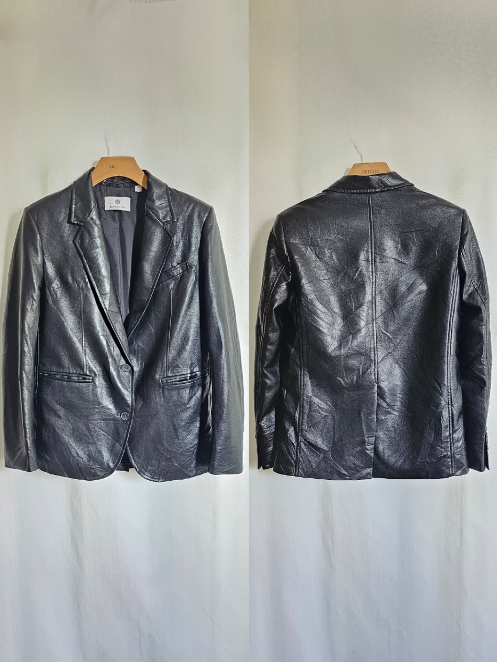 Aritzia Babaton Black Faux Leather Agency Blazer Jacket - Picture 9 of 16